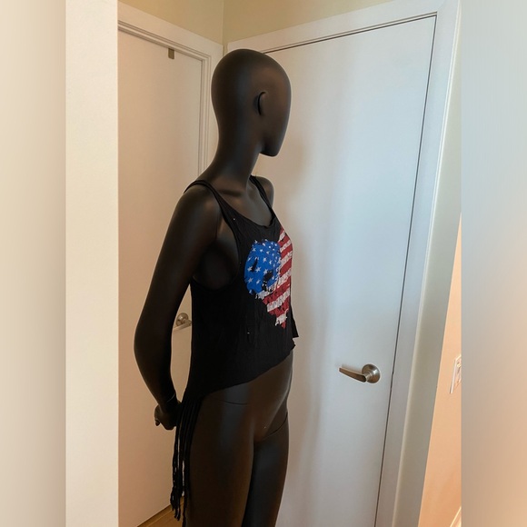 Black Tank Top with Fringes - Picture 4 of 4